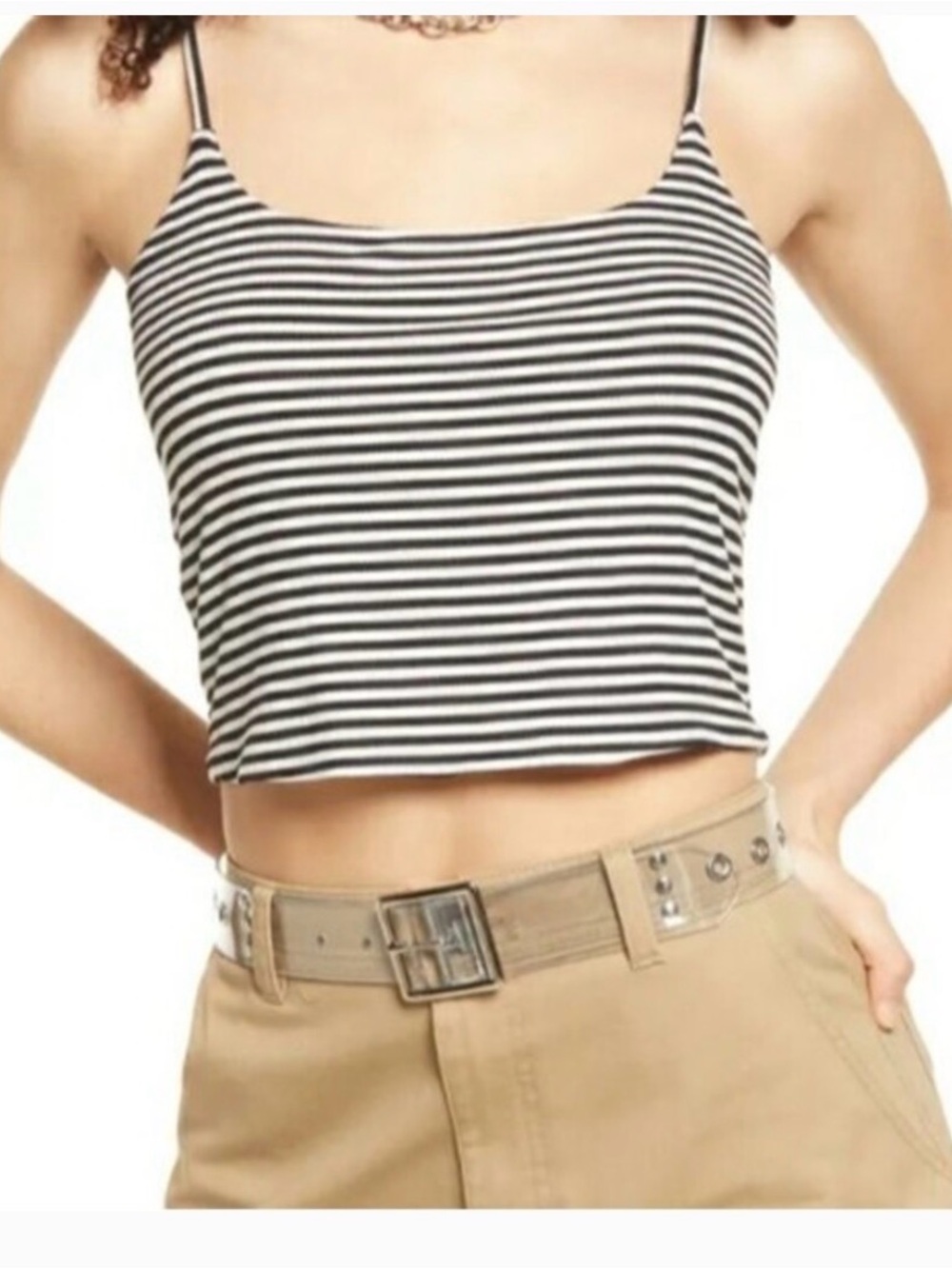 bp Striped Ribbed Tank Tops – Black & White, Tan & White Bundle